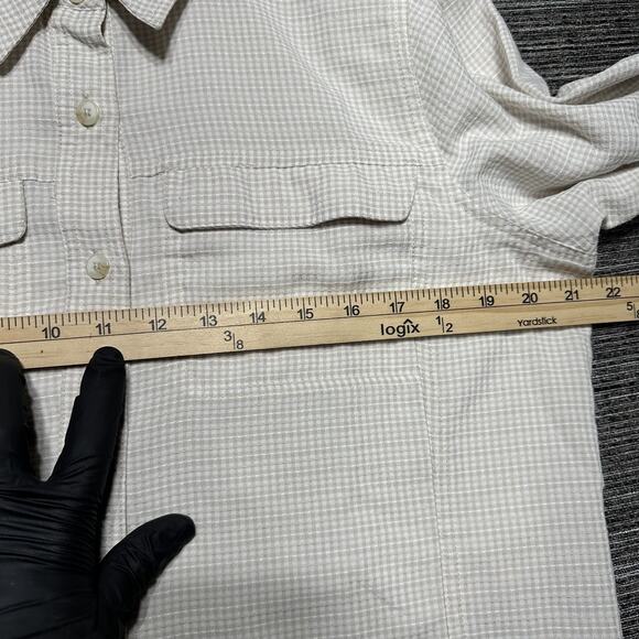 Exoficcio Shirt Women's L Plaid White Long Sleeve Button Up Outdoor Vent - Picture 9 of 16